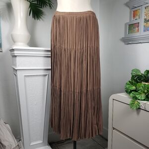 Painted Pony Brown Pleated Tier Maxi Full Bohemian Normcore sz XLarge